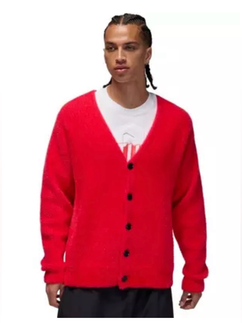 Jordan Men’s Bright Red Button V-Neck Cardigan Sweater
